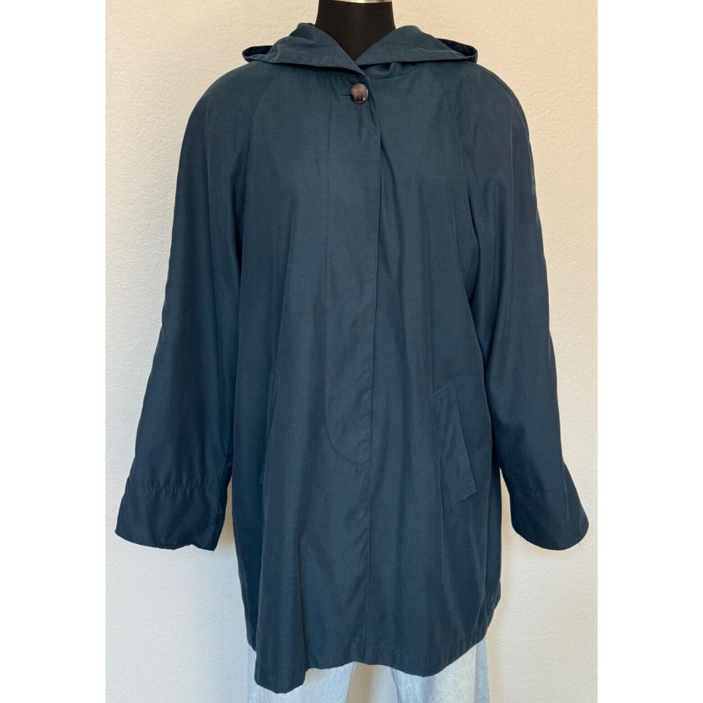 Preston & York Jacket Women Size Large Petites Blue‎ Hooded Lined Pockets
